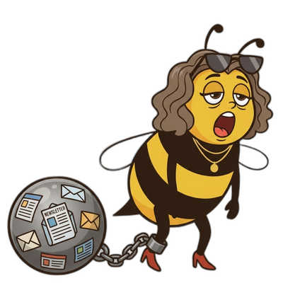 Exhausted bee slumped at desk